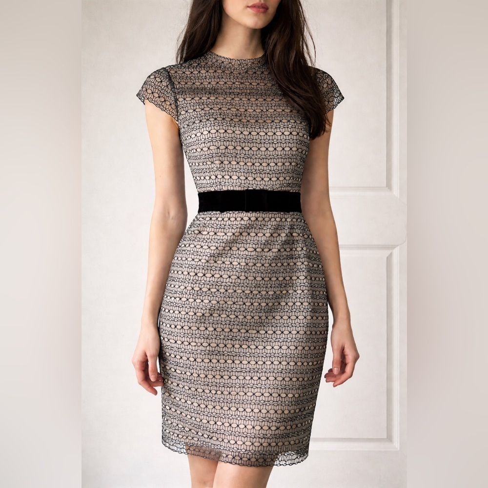 Milly of New York Sheer Overlay Cocktail Dress
